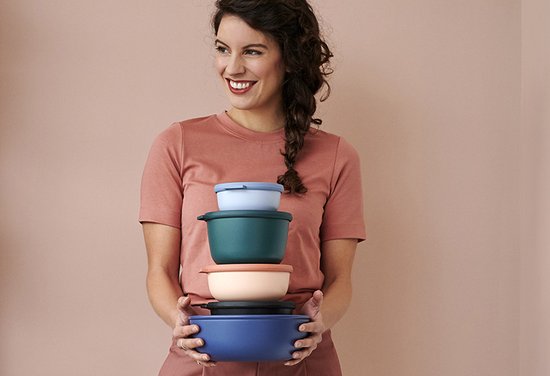 Mepal - Ensemble de 3 bols multiples Mag (500 + 1000 + 2000 ml) - Passe au congélateur, au micro-ondes et au lave-vaisselle - Sauge nordique - Plateaux de préparation de repas - Boîtes de rangement avec couvercle
