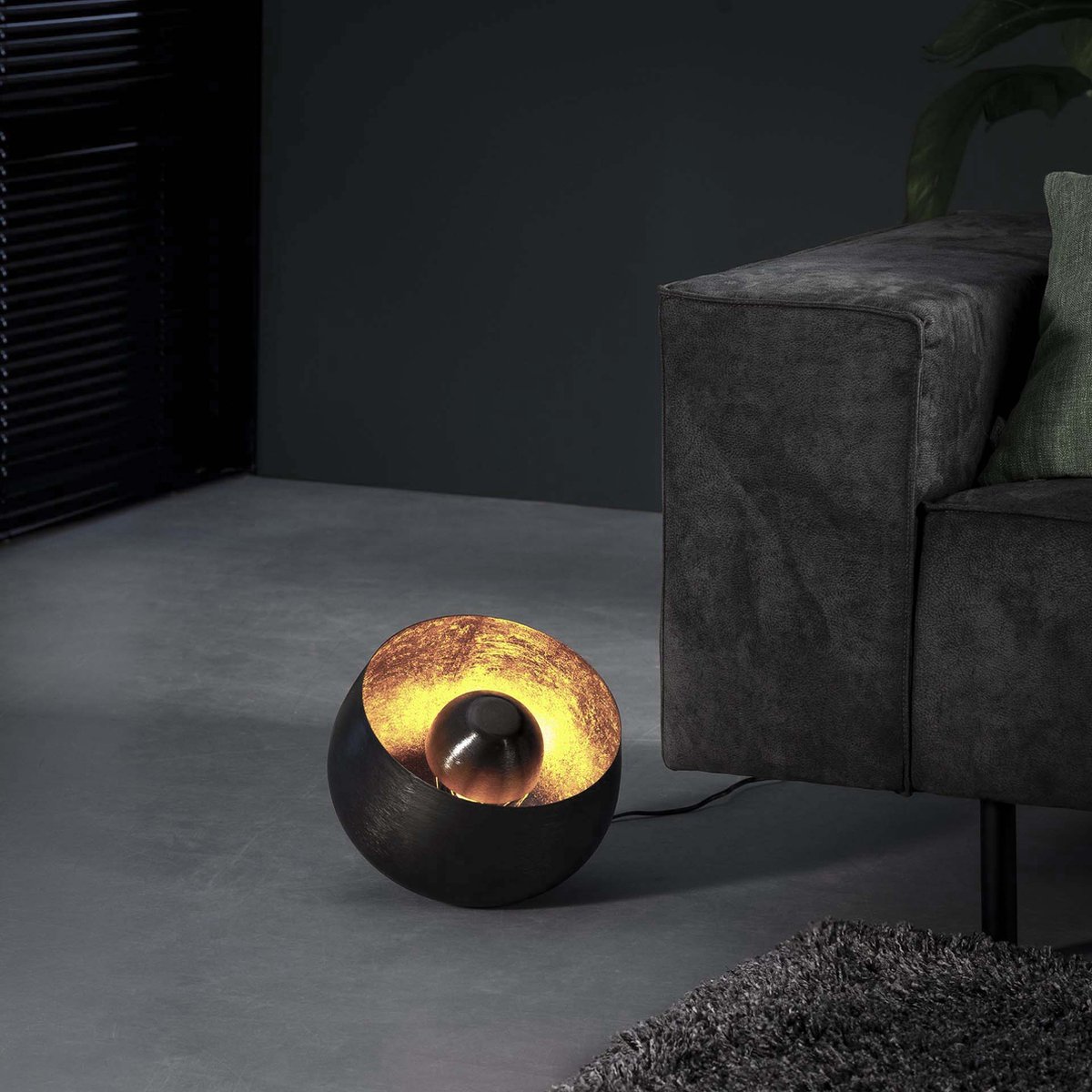 Tafellamp Basket | 1 lichts | zwart | metaal | Ø 28 cm | eettafel / bureau lamp | modern / sfeervol design