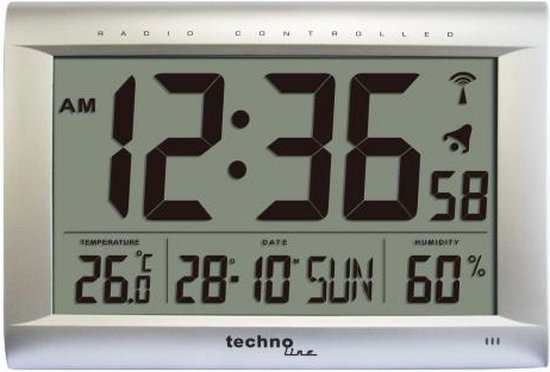 Horloge murale radio-pilotée à LED bleues et affichage de la température