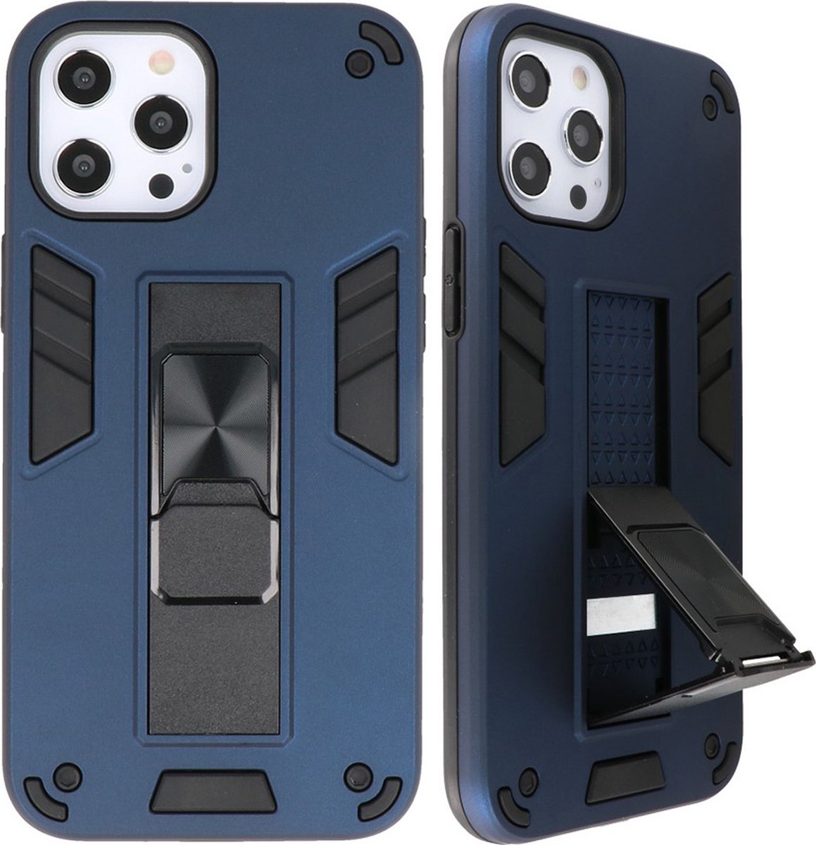 Hoesje Stand Hardcase Back Cover Color Navy geschikt voor Iphone 12 Pro Max