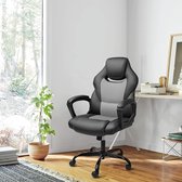 BASETBL® Ergonomische bureaustoel met wieltjes - Gamestoel – Draaistoel – Wipfunctie – Hoogteverstelling - Gevoerde armleuningen - Executive stoel - Zwart-Grijs