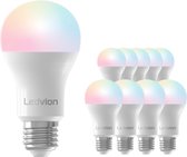 Ledvion Set van 10 Smart RGB+CCT E27 LED Bulb, Wi-Fi Verlichting, Wifi Light Bulb, Dimbaar, 8W, 806 Lumen, Compatibel met onder andere Alexa en Google Home.