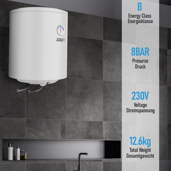 Elektrische boiler, warmwaterboiler, 50 liter, wandhangend, boiler, 2000 W, 220 V, ondertafelboiler, waterboiler, lage druk, warmwaterboiler