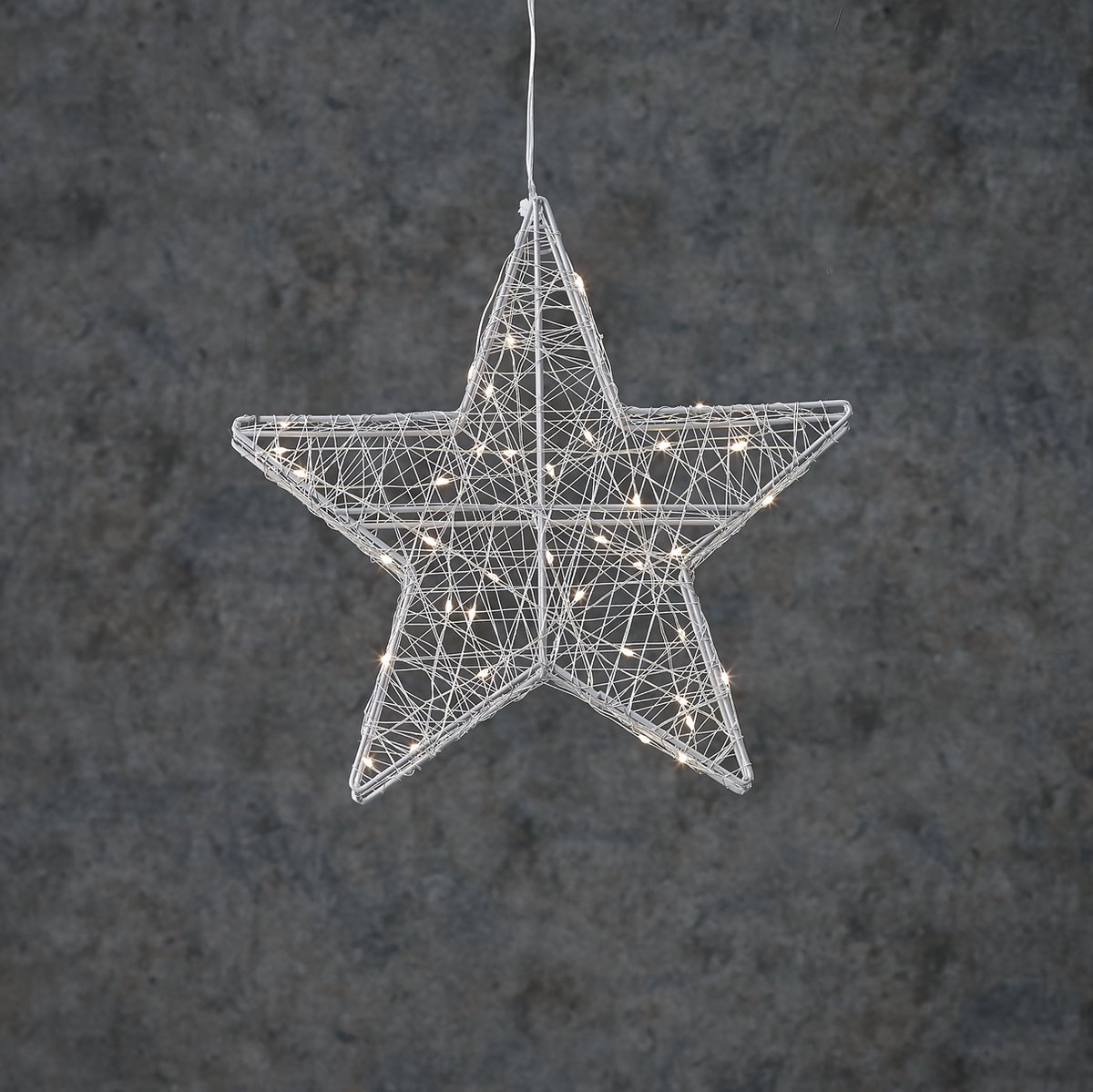 Luca Lighting Ster 3D met 40 Klassiek Witte LED Lampjes - B4 x Ø28 cm - Zilver