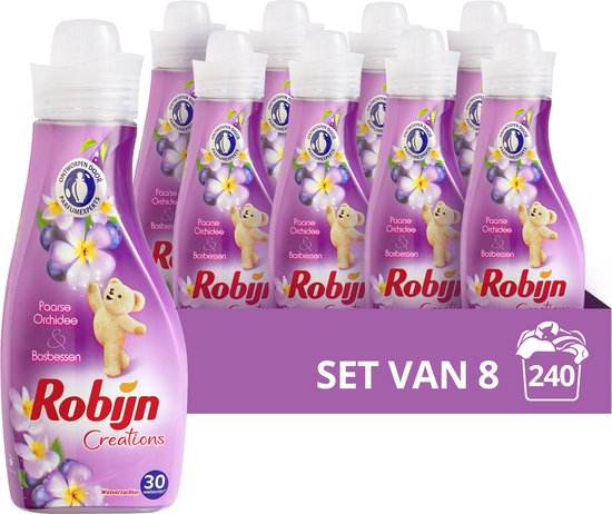Robijn Creations Paarse Orchidee & Bosbessen Wasverzachter - 8 x 30 wasbeurten - Voordeelverpakking