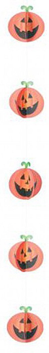 Decohanger Halloween - Pompoen - Decoratie - Versiering - Slinger - 1,5 meter - Papier - oranje - groen - zwart