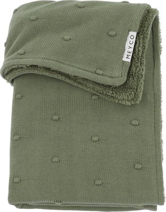 Meyco Baby Mini Knots teddy wiegdeken - forest green - 75x100cm - 2.0 TOG