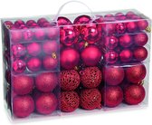 100x Rode kunststof kerstballen 3, 4 en 6 cm - Glans/mat/glitter - Rood - Kerstboom versiering/decoratie