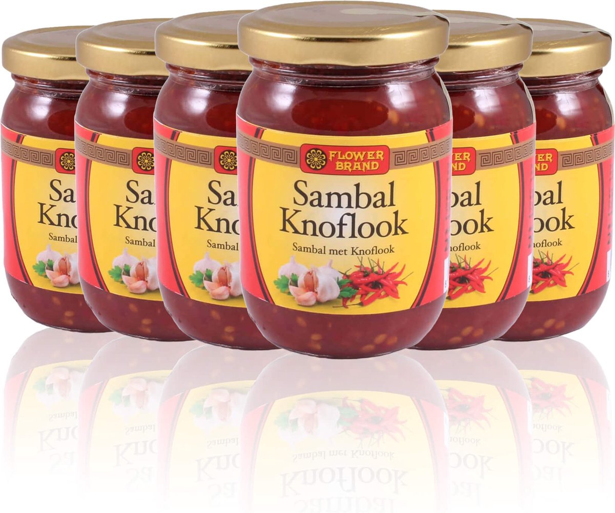 Flowerbrand® | 6 x 200 gr Sambal Knoflook Vietnamees | vegetarisch