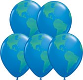 5 x Wereldkaart ballonnen 30cm QUALATEX