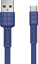 Remax Armor platte USB-A naar USB-C kabel oplader fast charging oplaadkabel - Blauw