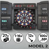 GoodVibes - Elektronisch Dartbord met Mooie Omkasting, LED-display en meer dan 100 Spelvarianten - 12 Darts en 100 Reserve Softtips - Maximaal 16 Spelers - Automatische Dartscomputer