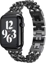MY PROTECT - Luxe Metalen Ketting Bandje Geschikt Voor Apple Watch 38mm - 40mm - 41mm - Zwart
