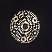 Oosterse mozaïek plafondlamp Turkish Design | 2 lichts | wit / zwart | glas / metaal | Ø 25 cm | eetkamer / woonkamer / slaapkamer | sfeervol / traditioneel / modern design
