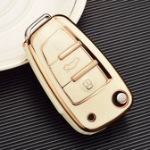 Zachte TPU Sleutelcover - Sleutelhoesje Geschikt voor Audi A1 / A3 / A5 / A6 / Q3 / Q5 / S3 / S5 / RS - Wit Metallic - Sleutel Hoesje Cover - Auto Accessoires