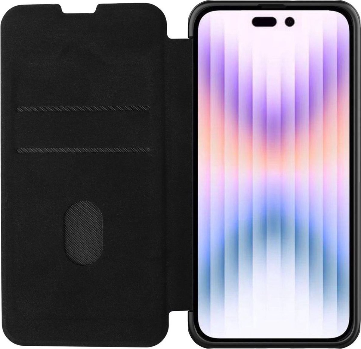 Nillkin Qin Pro Hoesje Geschikt voor Apple iPhone 14 Pro - Book Case met Camera Slider - Ruimte voor Twee Pasjes Kunstleer Zwart