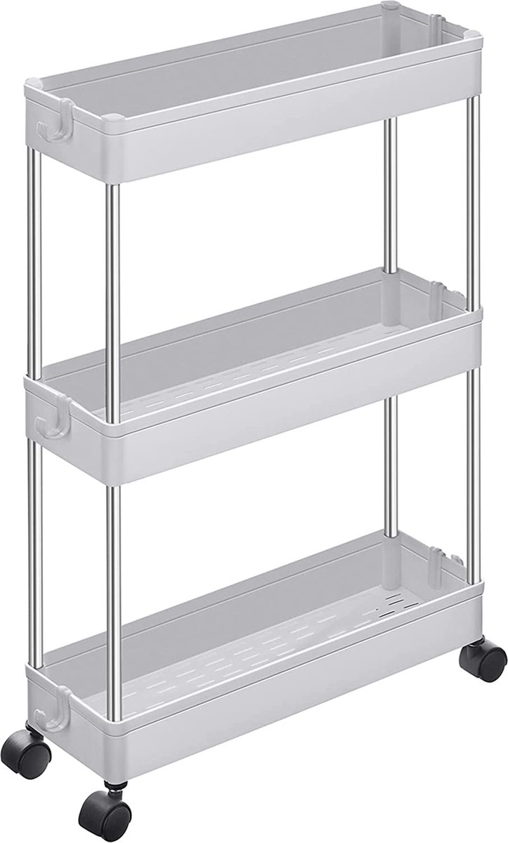 Chariot Rangement Chariot De Rangement Mobile 4 étages Noir - Étroit (22cm), Roulettes 360°, Pour Cuisine Et Salle De Bain Desserte Cuisine à Roulettes