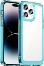 Mobigear Hoesje geschikt voor Apple iPhone 14 Pro Max Telefoonhoesje Hardcase | Mobigear Crystal Backcover | iPhone 14 Pro Max Case | Back Cover - Transparant / Turquoise