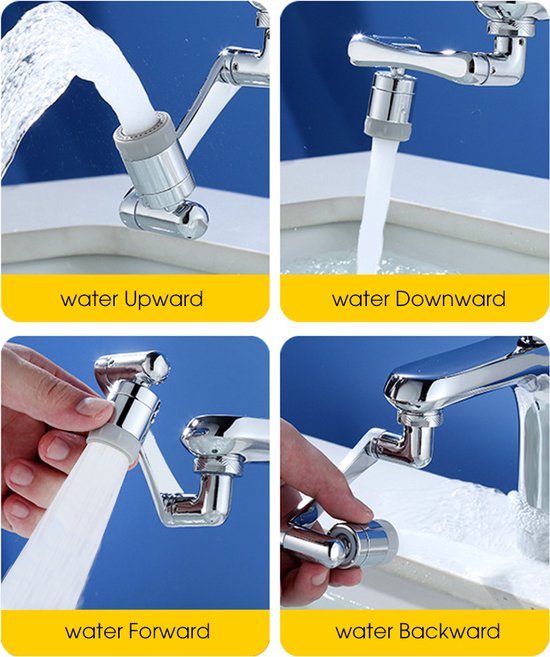 Acheter Tête de pulvérisation de robinet rotative à 1080 °, adaptateur  d'extension de robinet de cuisine, buse de filtre anti-éclaboussures  universelle, robinets flexibles pulvérisateur