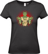 Dames T-shirt Frankenstein | Halloween kostuum kind dames heren | verkleedkleren meisje jongen | Zwart | maat XL