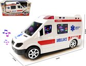Jouets Ambulance - lumières LED et effets sonores - peut se conduire - 16CM - piles incluses