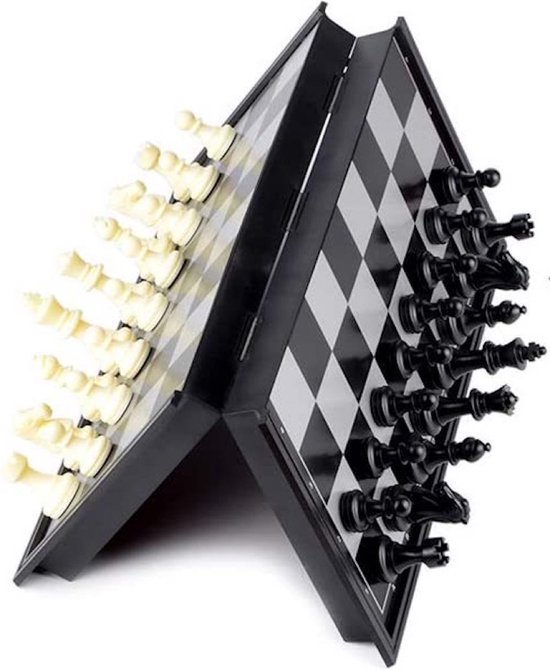 Thumbnail van een extra afbeelding van het spel Schaakbord | Dambord | Backgammon | 25 x 25 cm | Schaakspel | Schaakset | Schaken | Dammen | Met Schaakstukken | 3-in-1 Bordspel | Chess | Plastic | Opklapbaar | Magnetisch