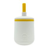 Smikkels - Siliconen kinderbeker - Veilige Drinkbeker - Oefenbeker - Rietjesbeker - Duurzaam - Peuter - Baby - Wit met geel