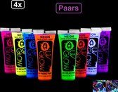 4x Glow in the dark body paint paars- body gezicht licht op paint make up festival thema feest party