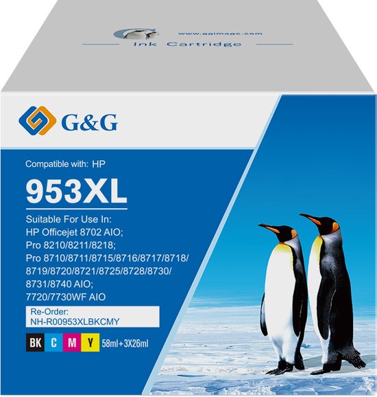 G&G 953XL Cartouches d'encre compatibles avec HP 953 XL Haute Capacité / Pack  de 4