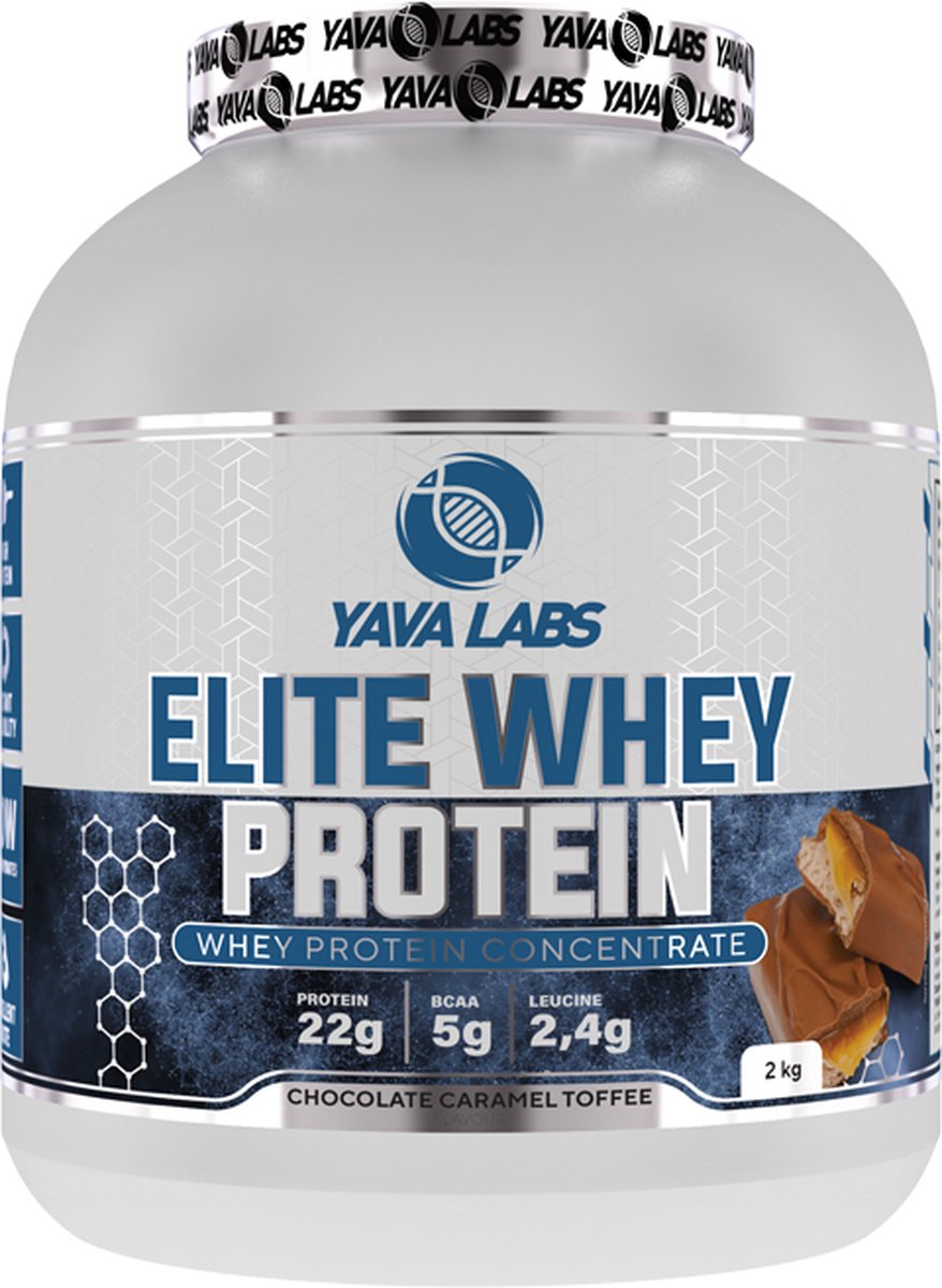 Yava Labs Elite Whey Protein - Chocolate Caramel Toffee - 22 gram protein per scoop - 2 kg
