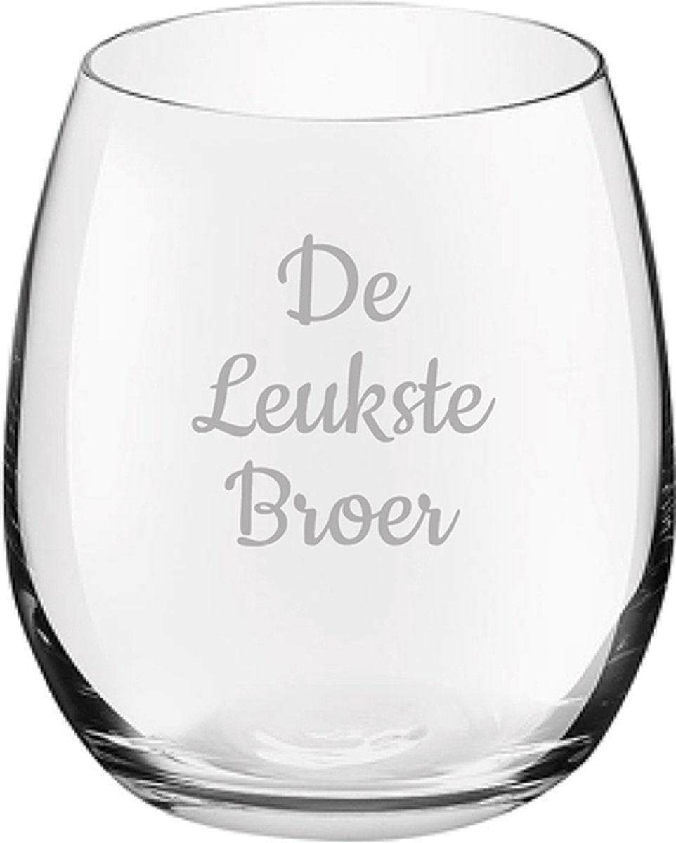 Gegraveerde Drinkglas 39cl De Leukste Broer