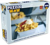 Puzzel Nederlandse friet met mayonaise en ketchup - Legpuzzel - Puzzel 1000 stukjes volwassenen