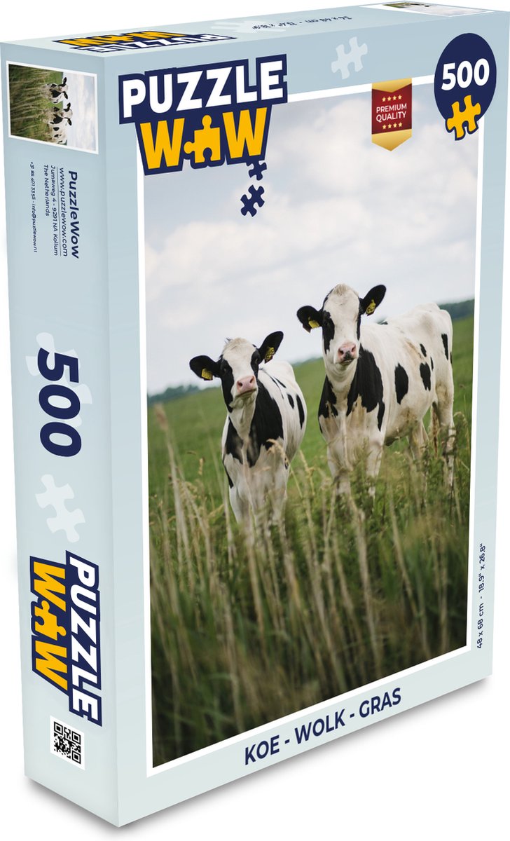 Puzzel Koeien - Dieren - Wolk - Gras - Legpuzzel - Puzzel 500 stukjes