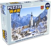 Puzzel Sneeuw in een bergdorp in Zwitserland - Legpuzzel - Puzzel 500 stukjes