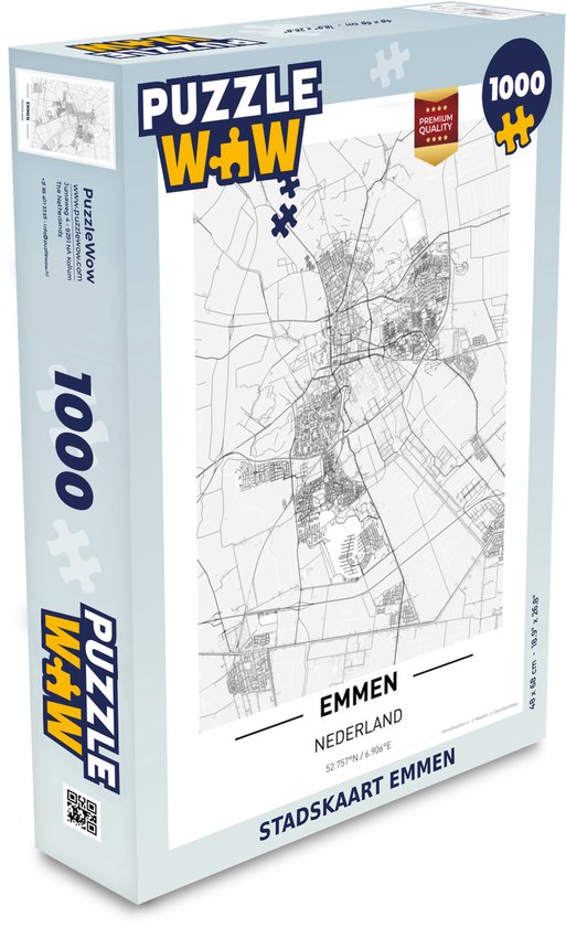 Puzzle City Map Emmen - Jigsaw Puzzle - Puzzle 1000 pièces adultes - Carte