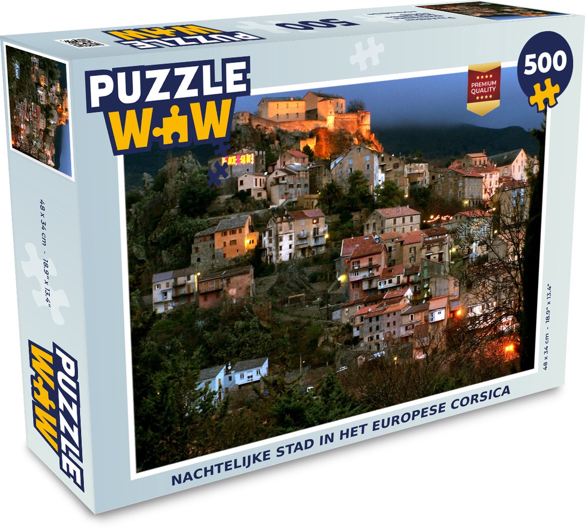 Puzzel Nachtelijke stad in het Europese Corsica - Legpuzzel - Puzzel 500 stukjes