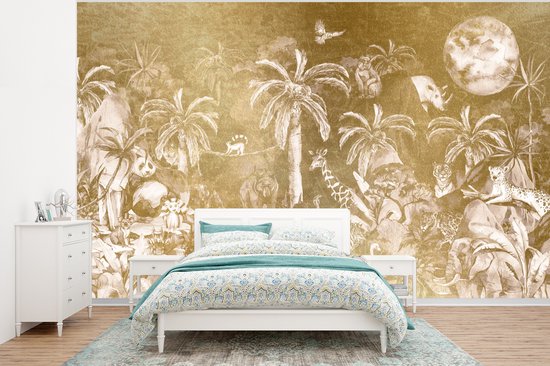 Papier Peint - Papiers Papier peint photo Décoration Jungle - Enfants - Goud - Largeur 375 cm x Hauteur 280 cm