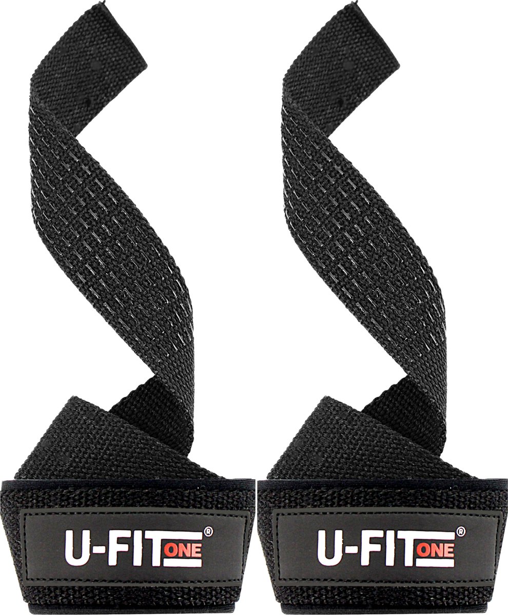 U Fit OneÂ® Zwart Lifting Straps - Anti Slip Deadlift Straps - Padded straps - Bodybuilding - Gewichtshef - Powerlifting - Wrist wraps - Fitness - Lifting belt - Gym straps - ufitone