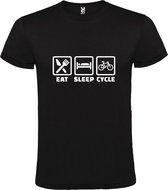 Zwart T shirt met print van " Eat Sleep Cycle " print Wit size L