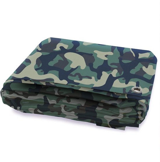 FLOORDIREKT Dekzeil - Beschermhoes - Bootzeil - Tentzeil - Onderzeil voor Camping & Buiten - Waterdicht - Met Ogen -Bouwzeil - Camouflage - 100 g/m²- 2 x 3 m