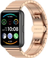 Stalen Smartwatch bandje - Geschikt voor Huawei Watch Fit 2 metalen bandje - rosé goud - Strap-it Horlogeband / Polsband / Armband