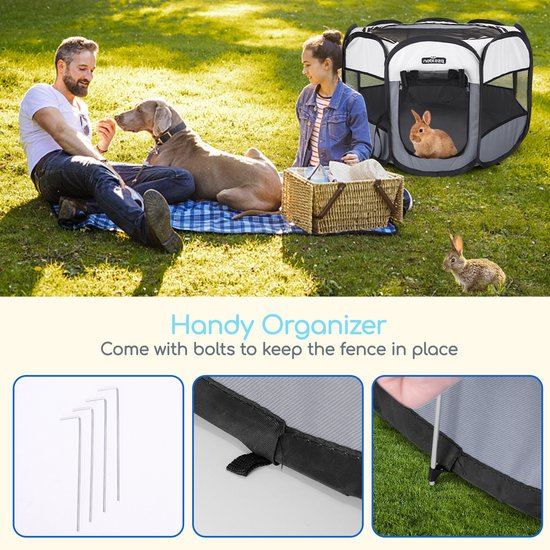 Parc Pour Chien En Tissu Oxford – 125x125x58 Cm, Imperméable, Pliable, Intérieur/extérieur