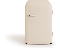 CREATE - Koelkast in retrostijl - Gebroken wit - Handvat Zilver - FRIDGE RETRO 107L