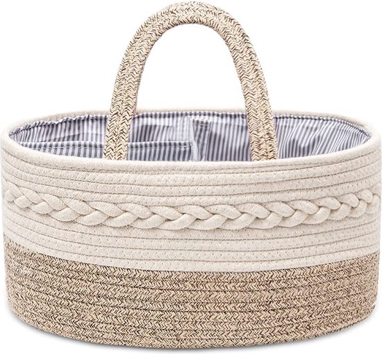 Kraammand - Baby Mand - Met drie vakken - Babyshower - Kraamcadeau meisje of jongen - Mooi, praktisch en overzichtelijk