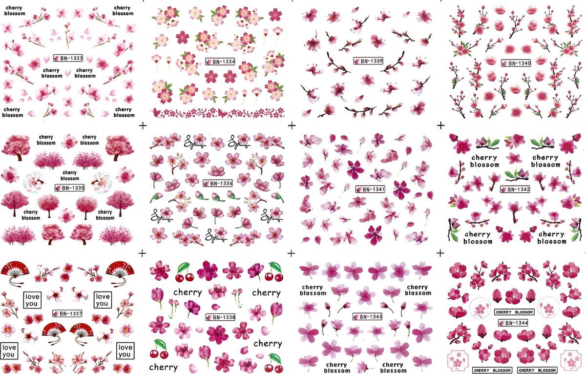 Goedkoopste Nagel stickervel Roze bloemen met 9 designs water transfer stickers | nail art | nagelstickers | Sparkolia