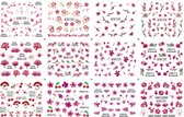 Nagel stickervel Roze bloemen met 9 designs water transfer stickers | nail art | nagelstickers | Sparkolia
