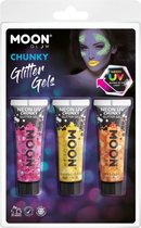 Moon Creations - Moon Glow - Neon UV Chunky Glitter Gel Set Glitter Make-up - Multicolours