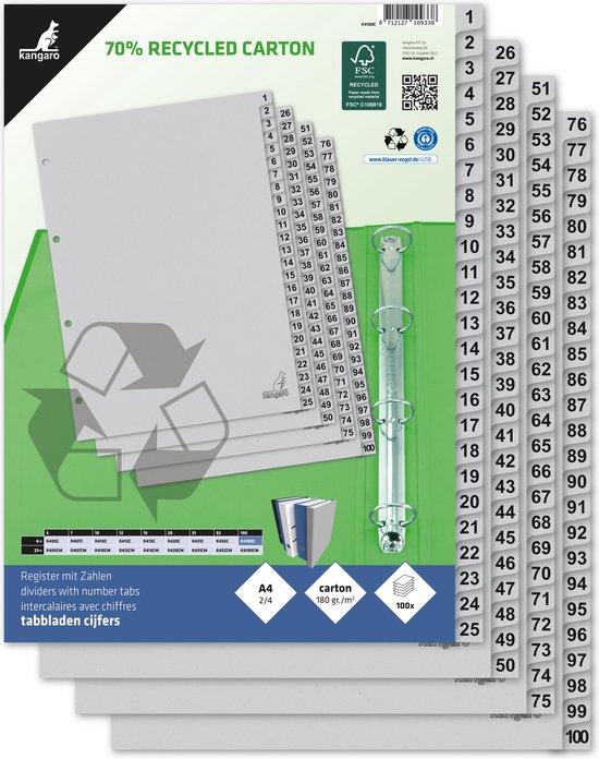 TESSTSY 30 Stuks A5 Tabbladen - 5 Gekleurde, 6 Gaten, Kraftpapier - Voor Ringband, Planner, Notitieboek