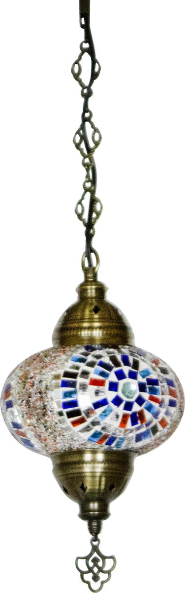 Oosterse mozaiek hanglamp - Mixcolour - Hoogte 41cm - Diameter bol(len) 18cm