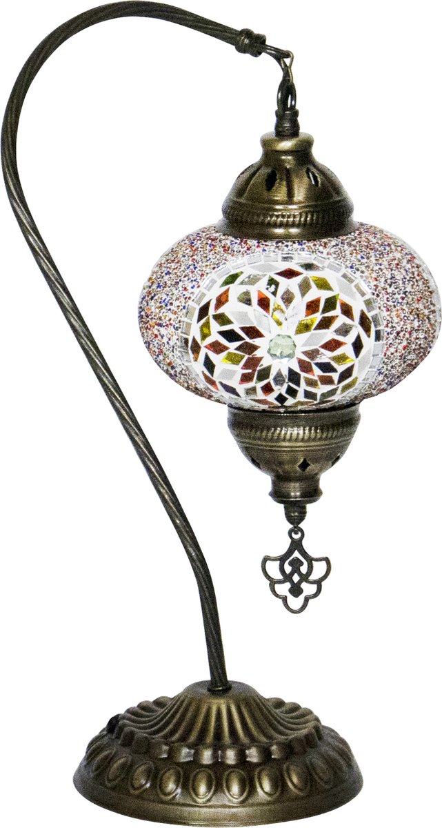 Oosterse mozaiek boog tafellamp - Mixcolour - Diameter bol(len) 18cm